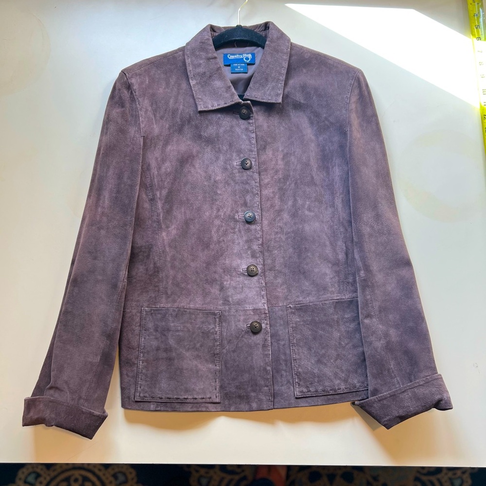 Brown Suede leather ladies jacket, pristine and vintage, ladies M